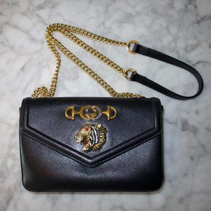 GUCCI Rajah Tiger Head Medium Shoulder Bag - Black